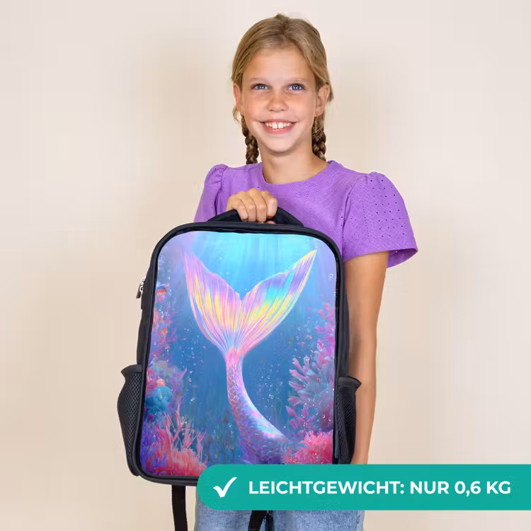 Kinderrucksack - Schwarz - Meerjungfrauenschwanz - Koralle - Wasser — 7