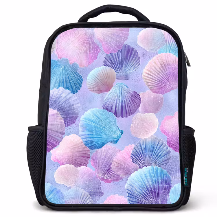 Kinderrucksack - Schwarz - Muscheln - Lila - Blau - Muster — 1