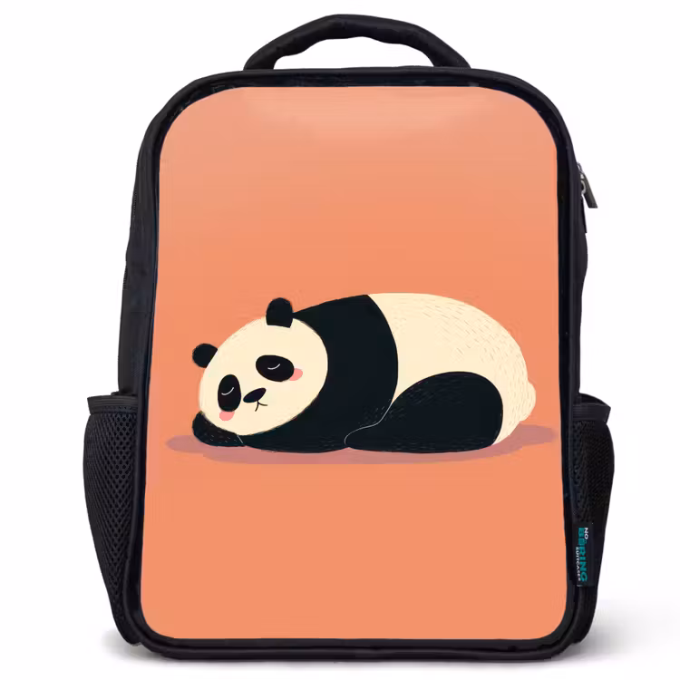 Kinderrucksack - Schwarz - Panda - Schlafen - Orange — 1