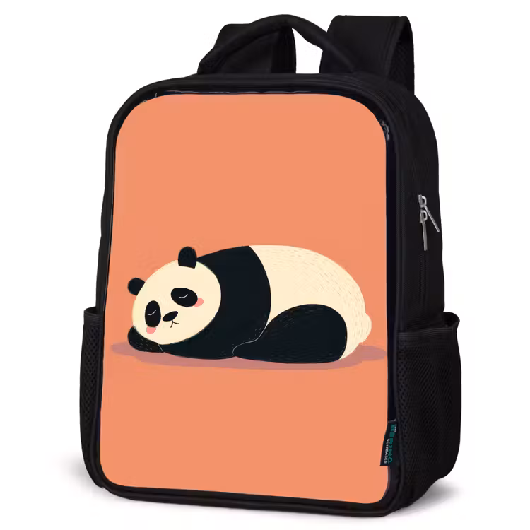 Kinderrucksack - Schwarz - Panda - Schlafen - Orange — 4