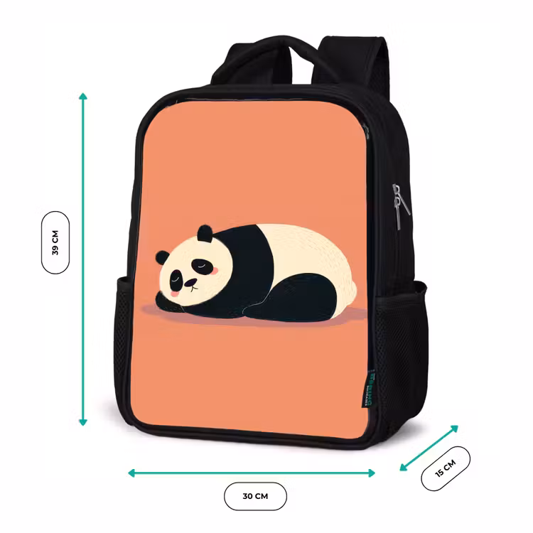 Kinderrucksack - Schwarz - Panda - Schlafen - Orange — 6