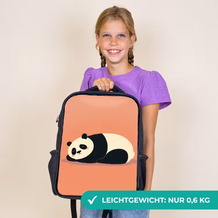 Kinderrucksack - Schwarz - Panda - Schlafen - Orange — 7