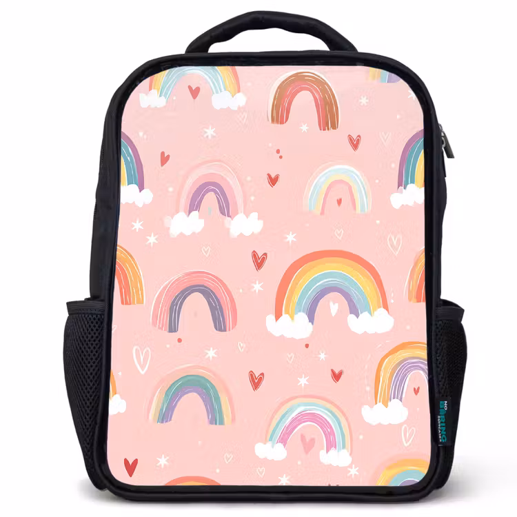 Kinderrucksack - Schwarz - Regenbogen - Muster - Pastell — 1