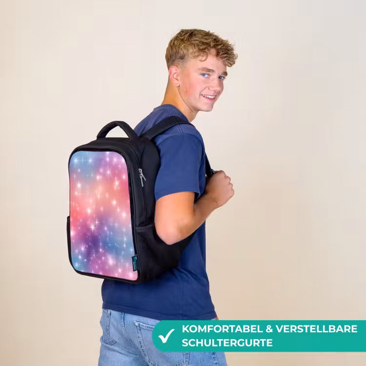 Kinderrucksack - Schwarz - Sterne - Abstrakt - Farben — 9