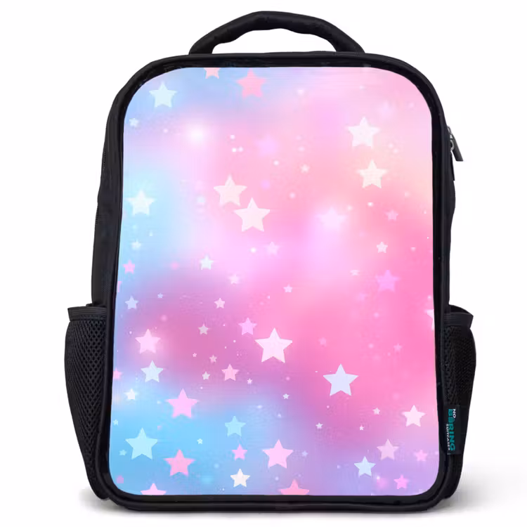 Kinderrucksack - Schwarz - Sterne - Rosa - Blau — 1