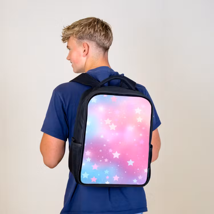 Kinderrucksack - Schwarz - Sterne - Rosa - Blau — 3