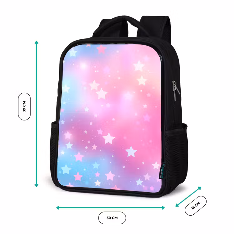 Kinderrucksack - Schwarz - Sterne - Rosa - Blau — 6