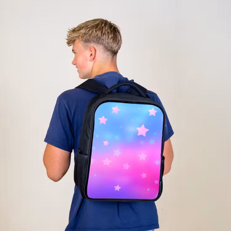 Kinderrucksack - Schwarz - Sterne - Rosa - Blau — 3