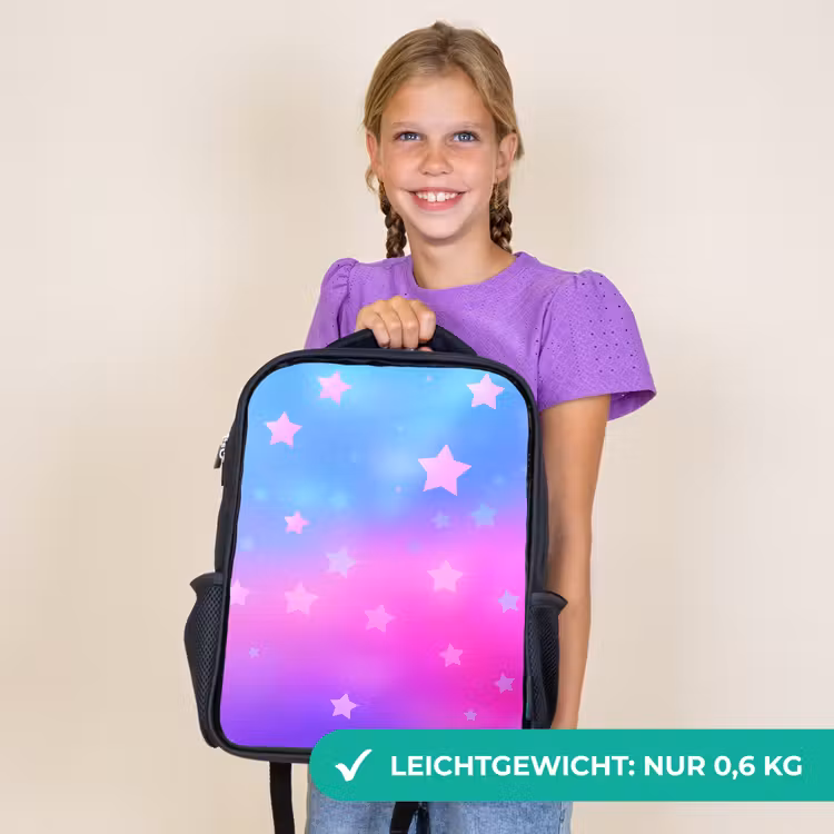 Kinderrucksack - Schwarz - Sterne - Rosa - Blau — 7
