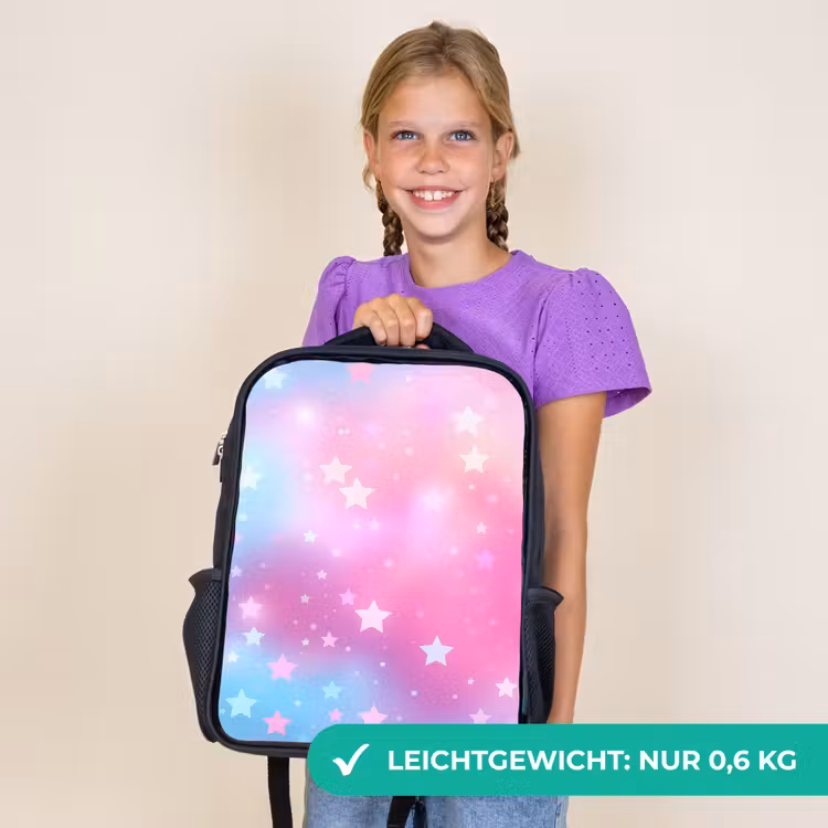 Kinderrucksack - Schwarz - Sterne - Rosa - Blau — 7