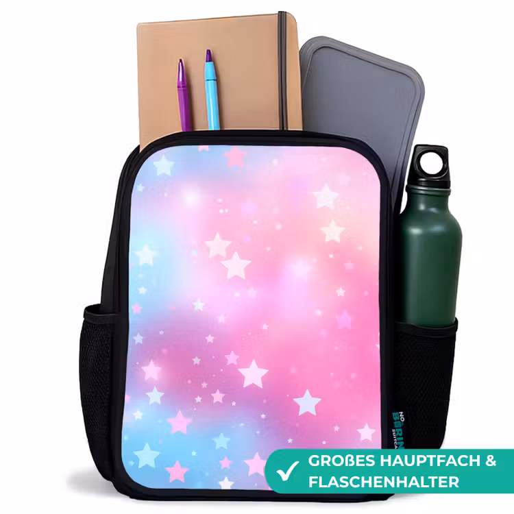 Kinderrucksack - Schwarz - Sterne - Rosa - Blau — 8
