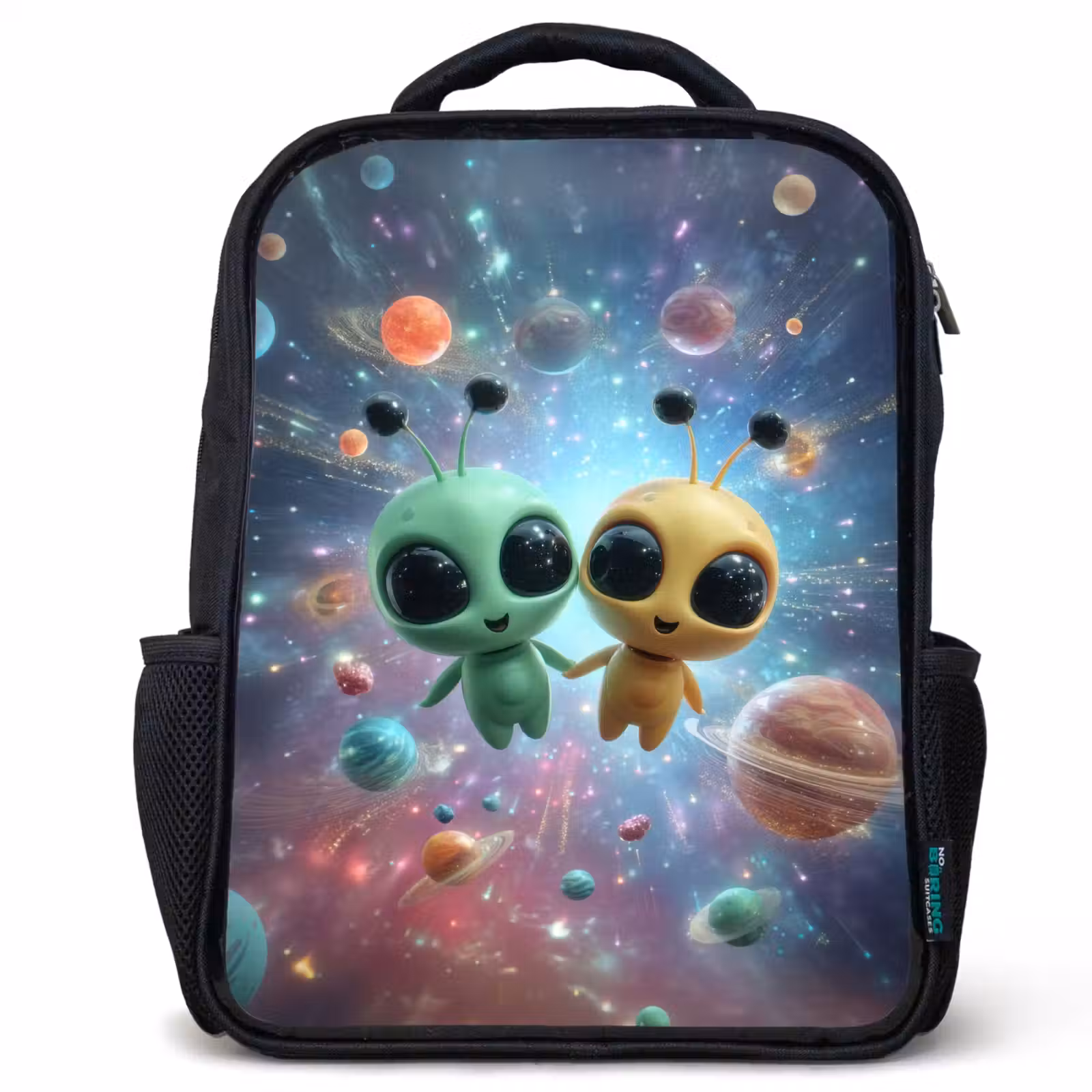 Kinderrucksack - Schwarz - Weltraumfreunde schweben zwischen den Planeten — 1