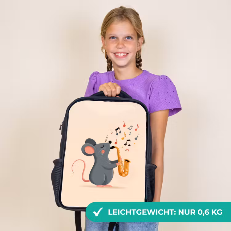 Kinderrucksack - Schwarz - Maus - Saxophon - Musikalische Noten — 7