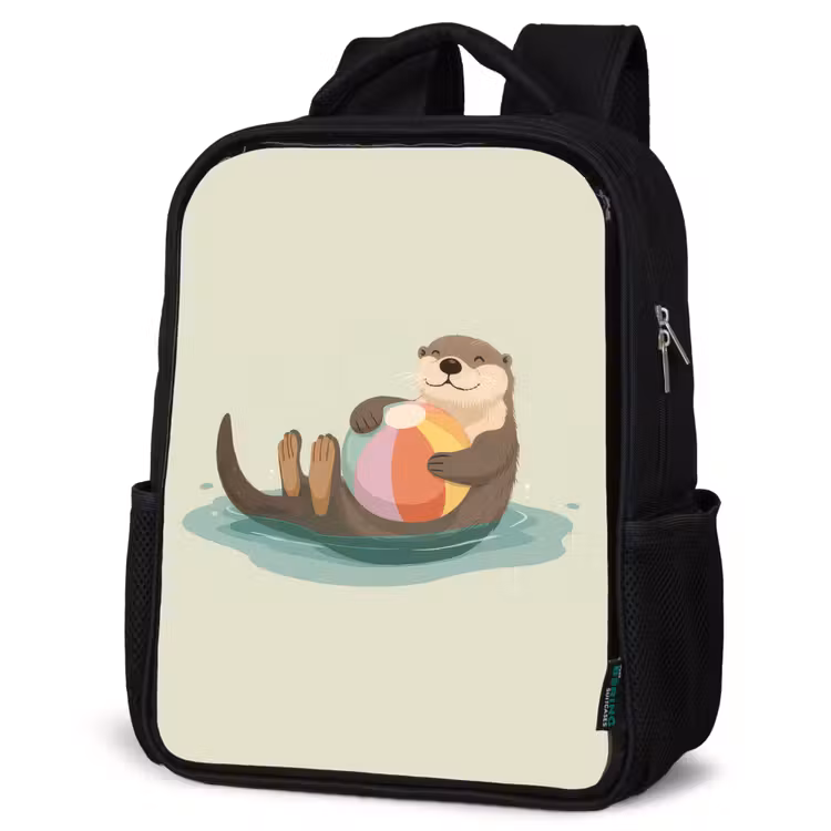Kinderrucksack - Schwarz - Otter - Strandball - Farbenfroh — 4