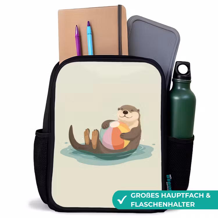 Kinderrucksack - Schwarz - Otter - Strandball - Farbenfroh — 8