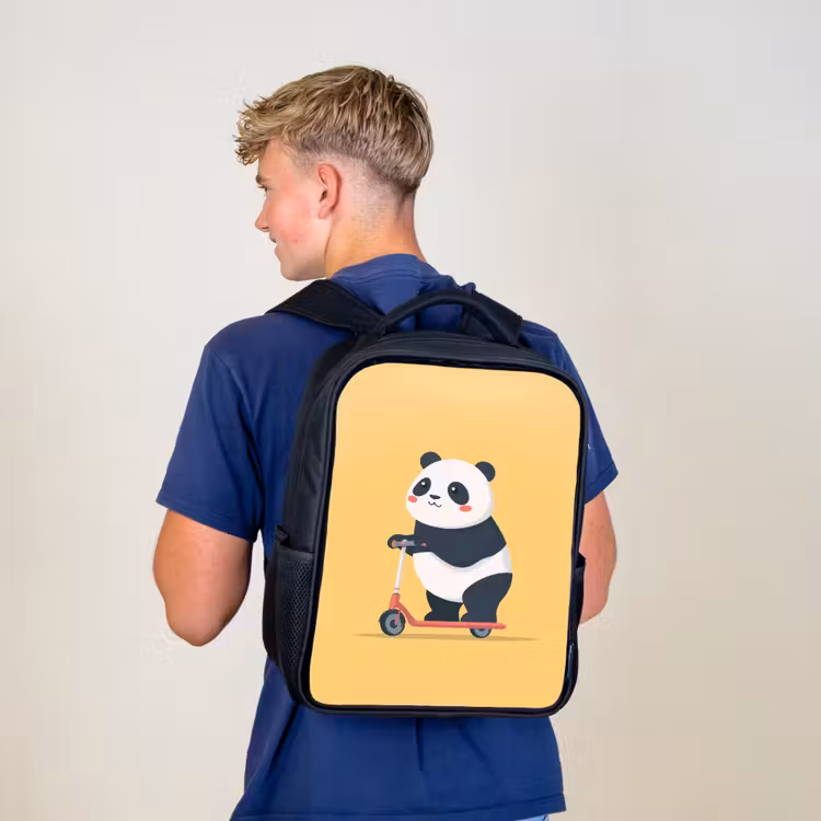 Kinderrucksack - Schwarz - Panda - Stufe - Gelb — 3
