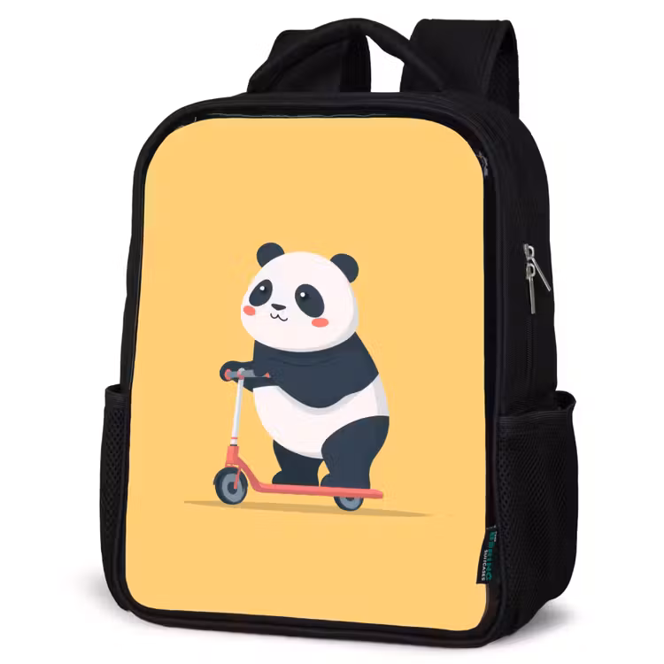 Kinderrucksack - Schwarz - Panda - Stufe - Gelb — 4