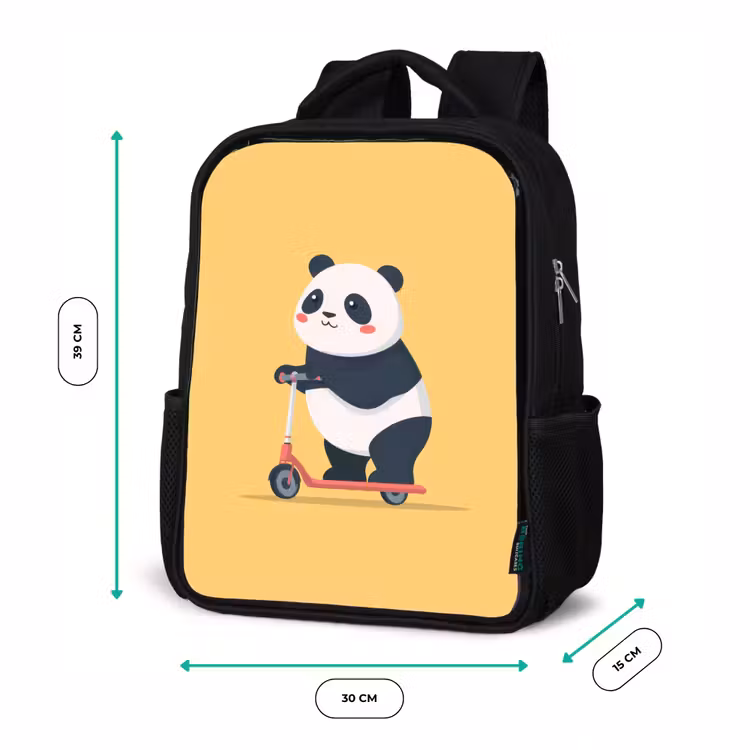 Kinderrucksack - Schwarz - Panda - Stufe - Gelb — 6