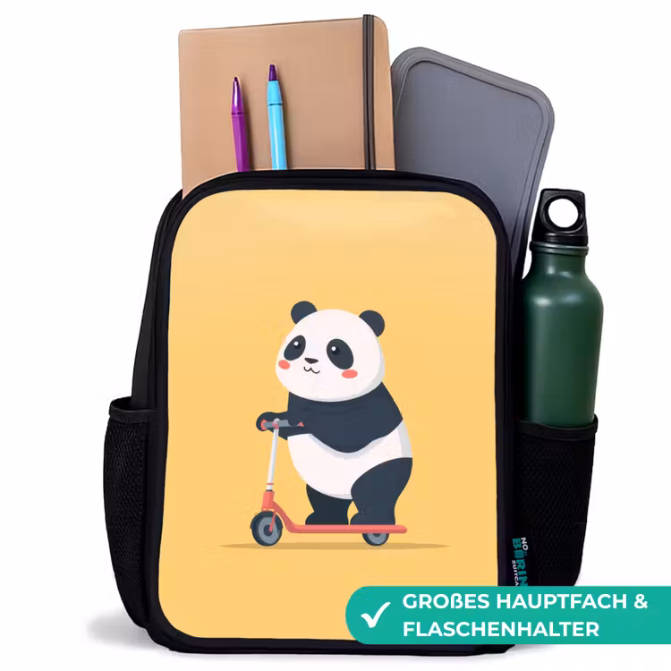Kinderrucksack - Schwarz - Panda - Stufe - Gelb — 8