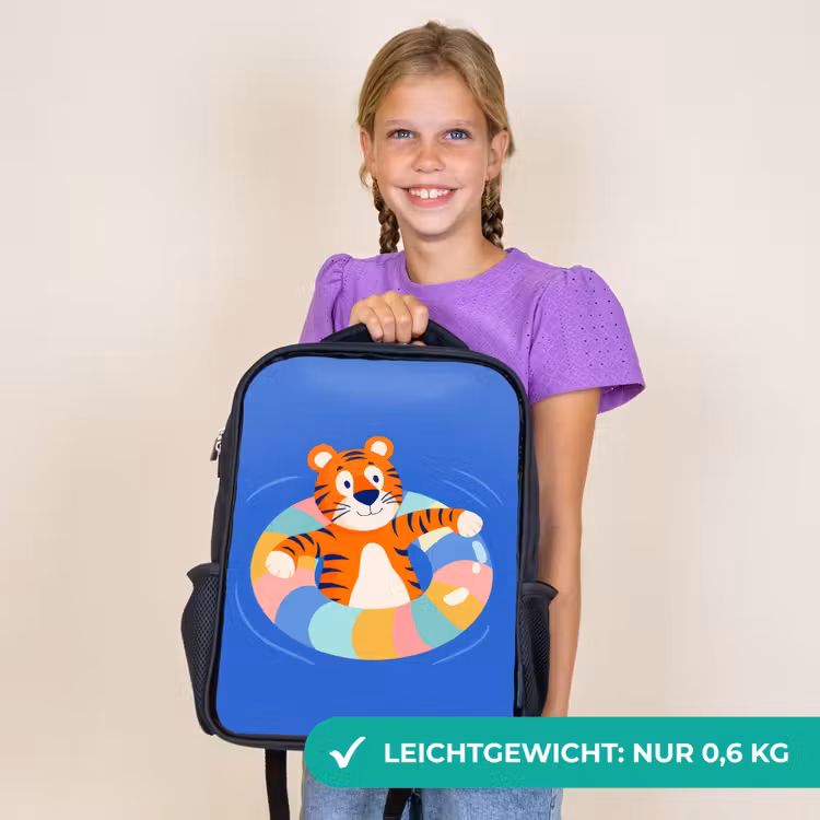 Kinderrucksack - Schwarz - Tiger - Schwimmband - Wasser — 7
