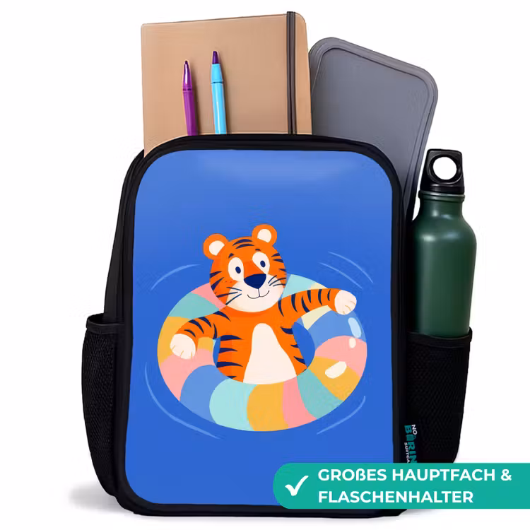 Kinderrucksack - Schwarz - Tiger - Schwimmband - Wasser — 8