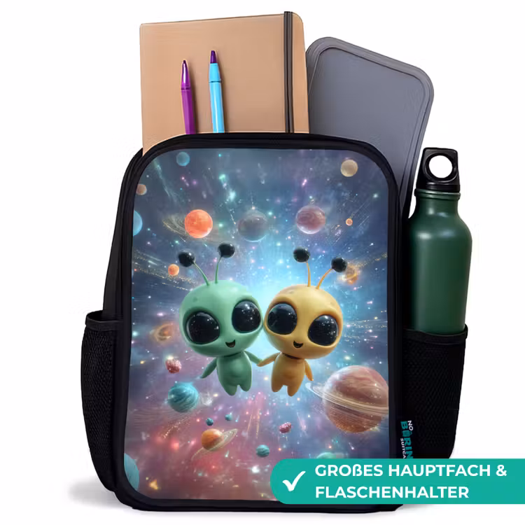 Kinderrucksack - Schwarz - Weltraumfreunde schweben zwischen den Planeten — 8