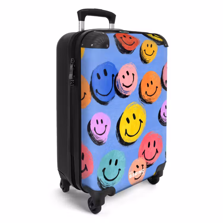 Koffer - Bunte Smiley-Gesichter auf blauem Hintergrund — 2