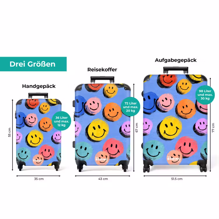Koffer - Bunte Smiley-Gesichter auf blauem Hintergrund — 3