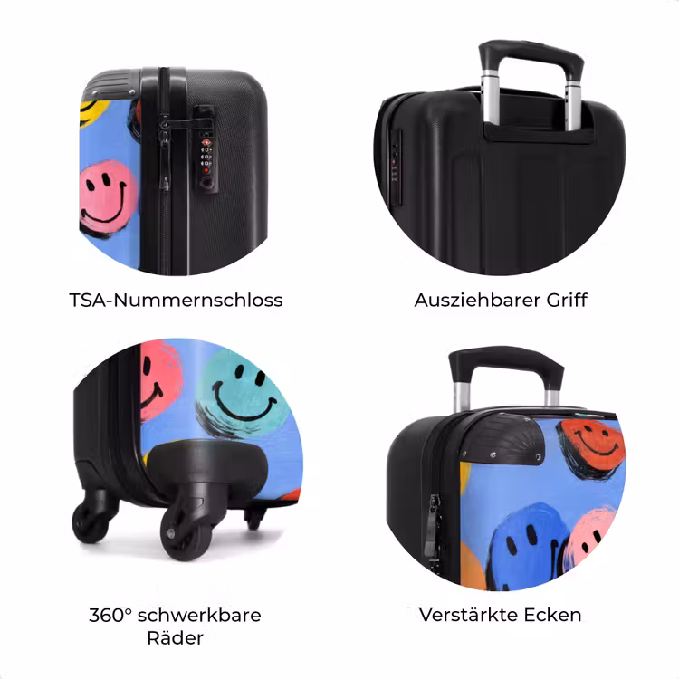 Koffer - Bunte Smiley-Gesichter auf blauem Hintergrund — 8