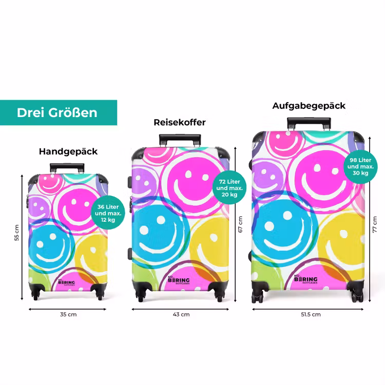Koffer - Farbige Smiley-Gesichter auf weißem Hintergrund — 3