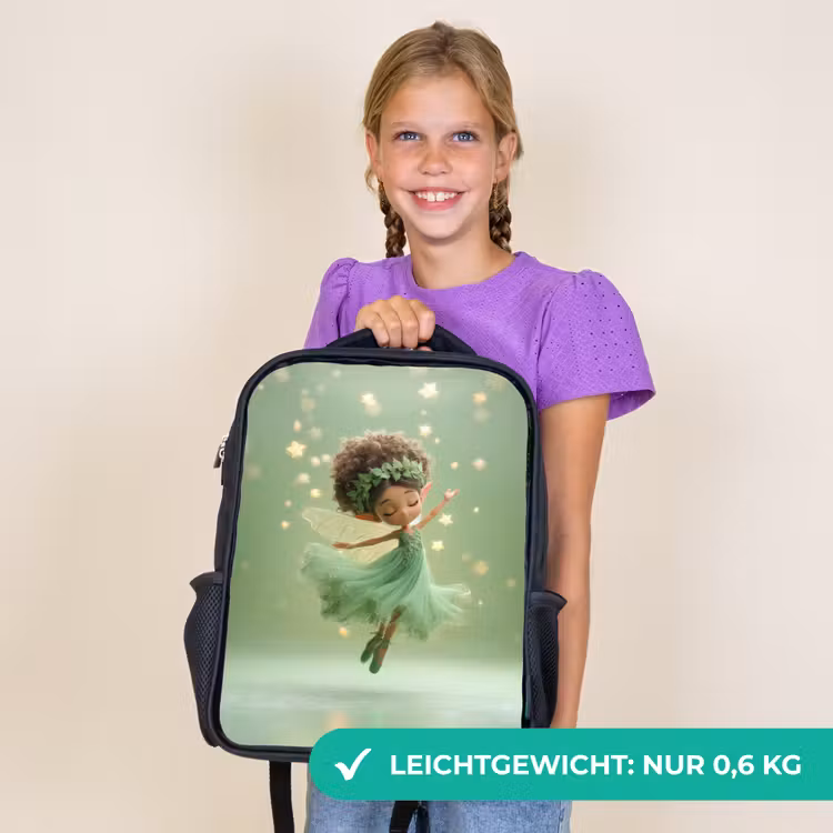 Kinderrucksack - Schwarz - Tanzende Naturfee in schwebender Sternenpracht — 7