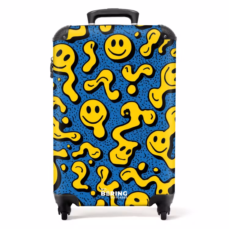 Koffer - Fließende Smiley-Gesichter auf blauem Hintergrund — 1