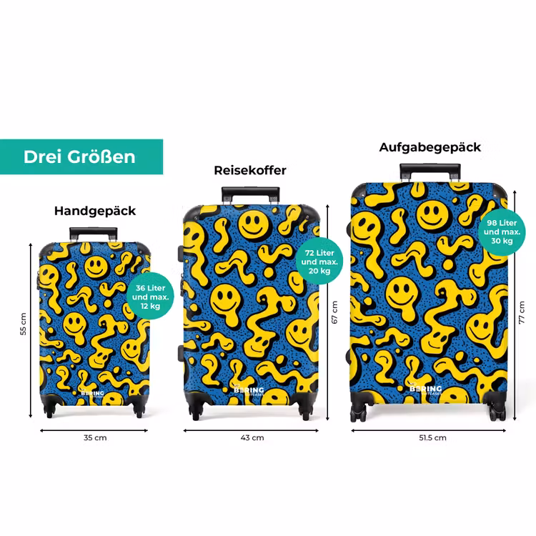 Koffer - Fließende Smiley-Gesichter auf blauem Hintergrund — 3