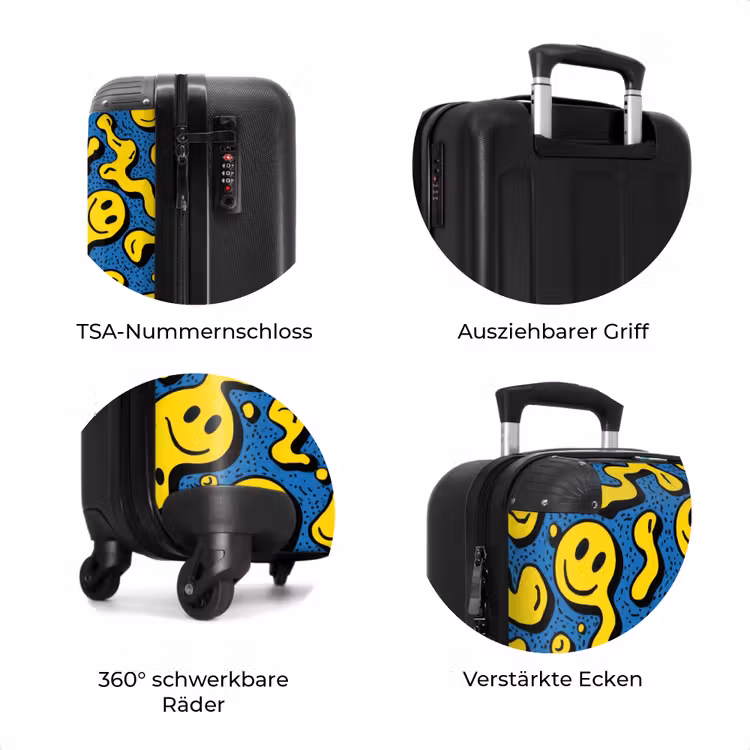 Koffer - Fließende Smiley-Gesichter auf blauem Hintergrund — 8