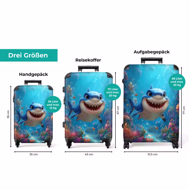 Koffer - Glücklicher Hai im bunten Korallenriff — 3