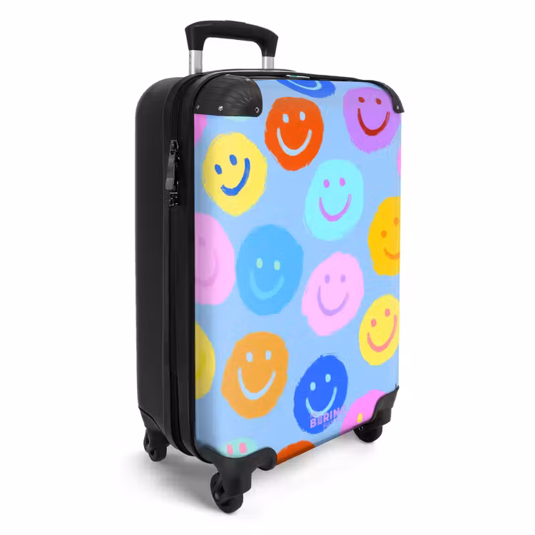 Koffer - Regenbogen-Smiley-Gesichter auf blauem Hintergrund — 2