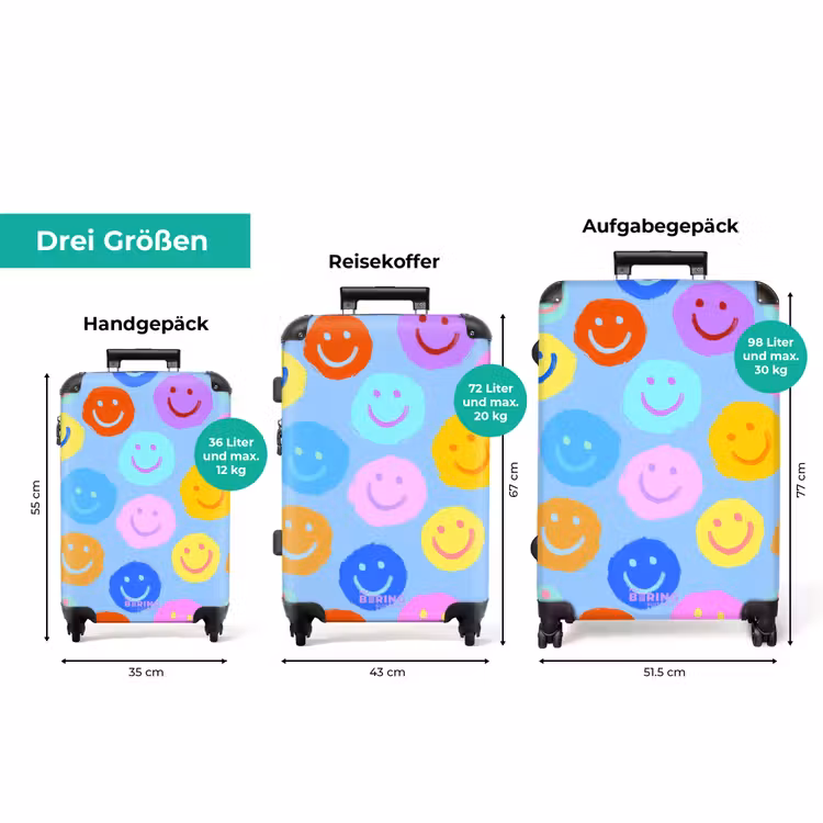 Koffer - Regenbogen-Smiley-Gesichter auf blauem Hintergrund — 3