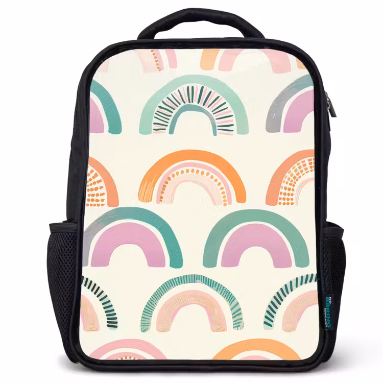 Kinderrucksack - Schwarz - Regenbogen - Pastell - Muster — 1