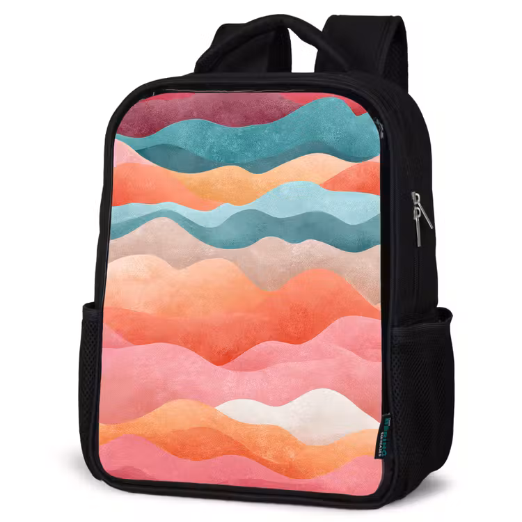Kinderrucksack - Schwarz - Wellen - Bunt - Abstrakt — 4