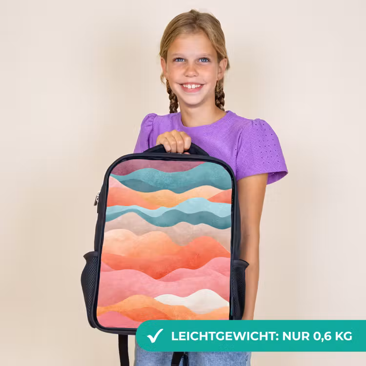 Kinderrucksack - Schwarz - Wellen - Bunt - Abstrakt — 7