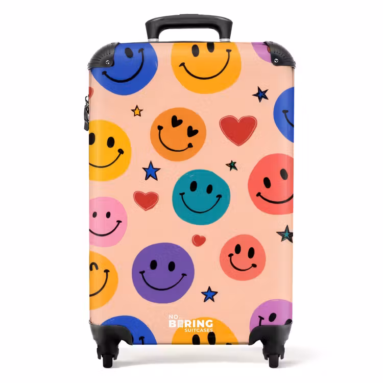 Koffer - Muster aus bunten Smiley-Gesichtern — 1
