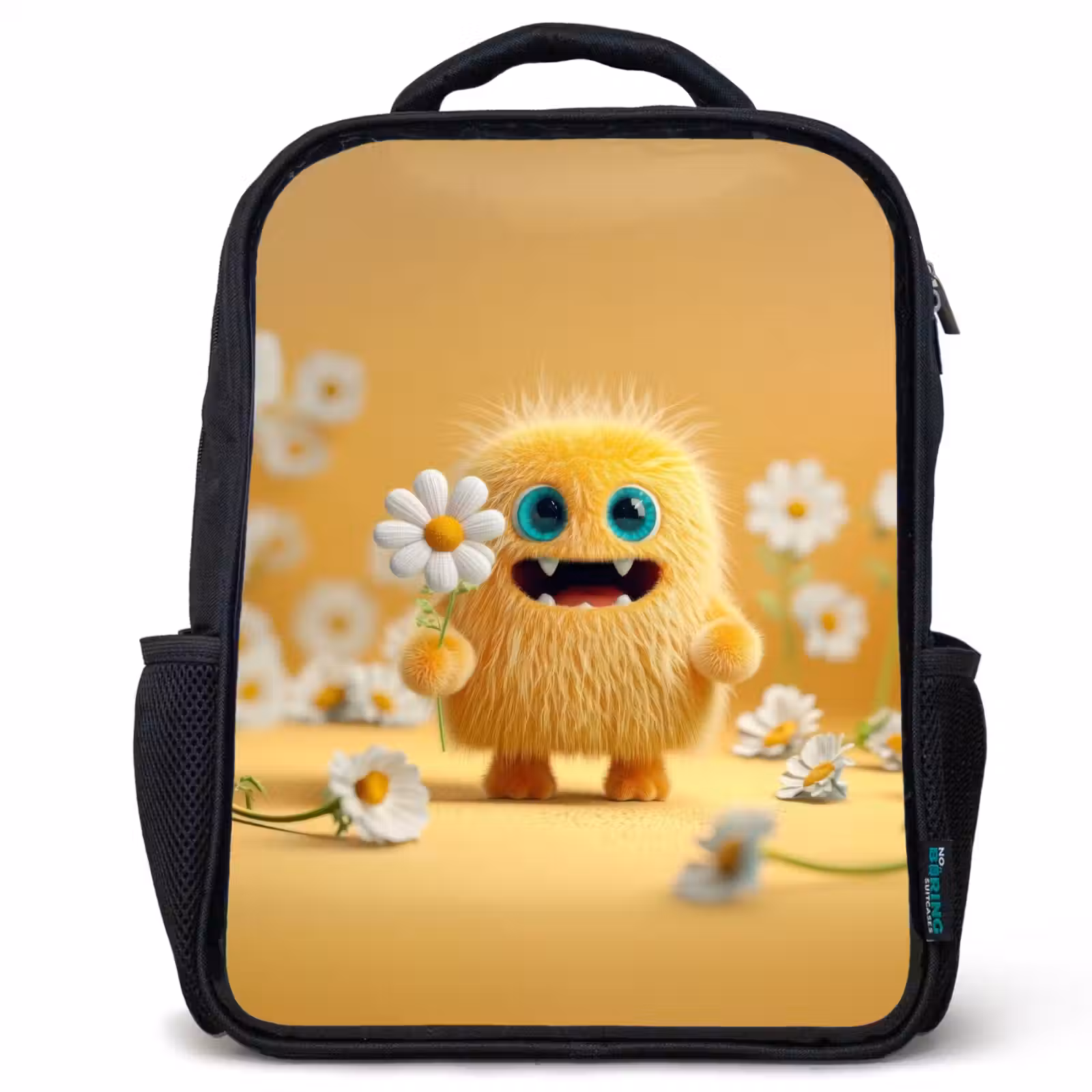 Kinderrucksack - Schwarz - Sonnenumarmung mit Gänseblümchen — 1