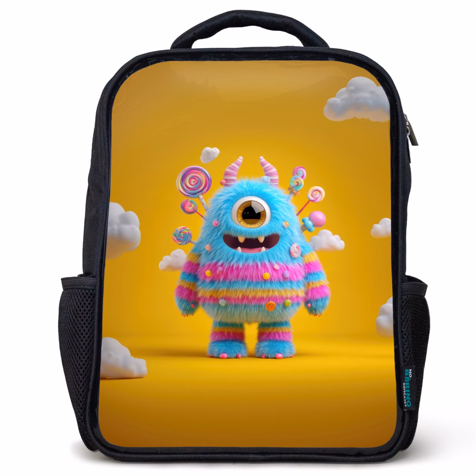 Kinderrucksack - Schwarz - Süßigkeitenmonster in den Wolken — 1