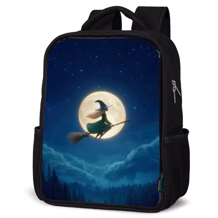 Kinderrucksack - Schwarz - Magischer Nachtflug der Hexe vor Vollmond — 4