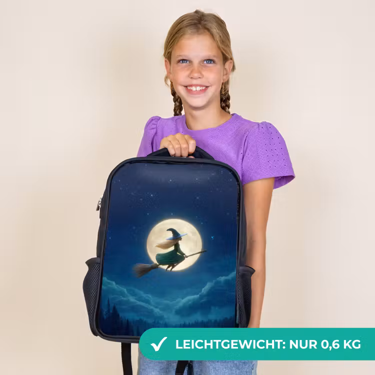 Kinderrucksack - Schwarz - Magischer Nachtflug der Hexe vor Vollmond — 7