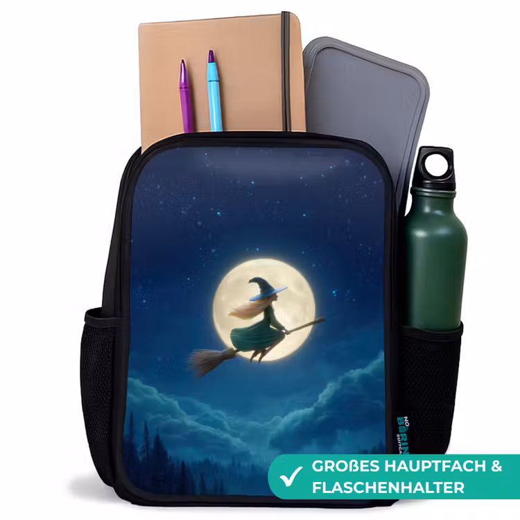 Kinderrucksack - Schwarz - Magischer Nachtflug der Hexe vor Vollmond — 8