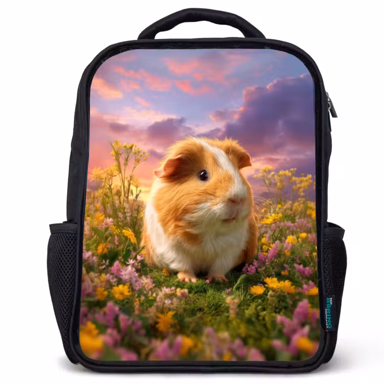 Kinderrucksack - Schwarz - Meerschweinchen auf der Weide bei Sonnenuntergang — 1