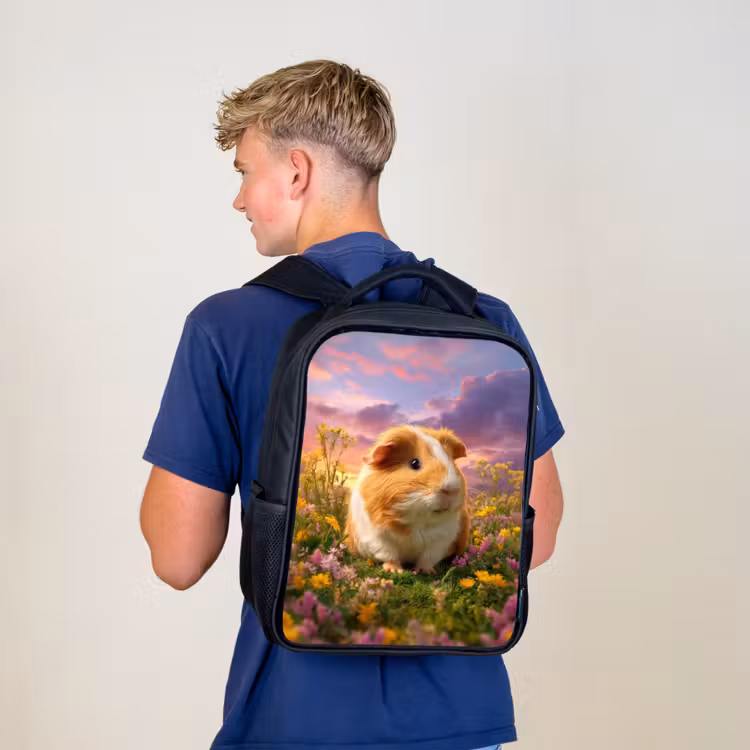 Kinderrucksack - Schwarz - Meerschweinchen auf der Weide bei Sonnenuntergang — 3