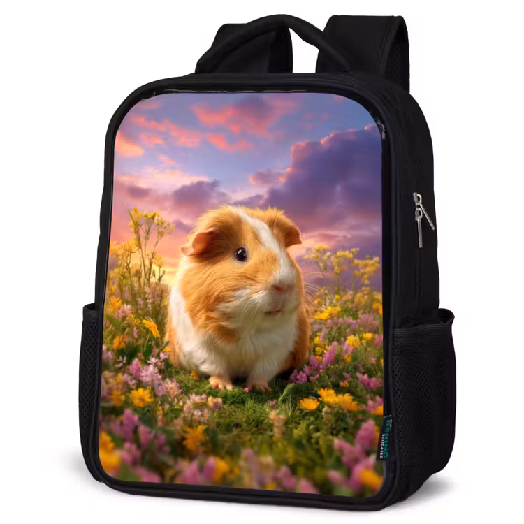 Kinderrucksack - Schwarz - Meerschweinchen auf der Weide bei Sonnenuntergang — 4