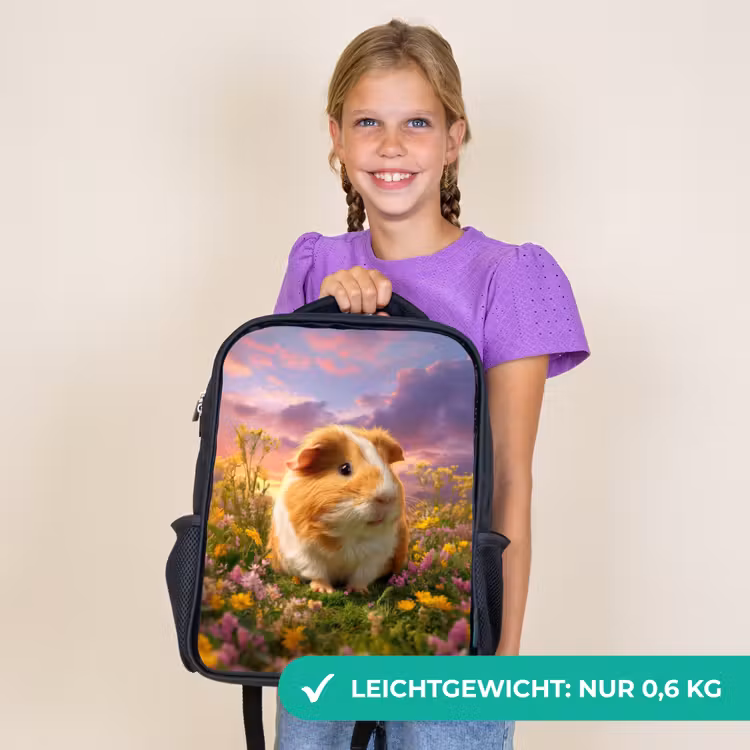 Kinderrucksack - Schwarz - Meerschweinchen auf der Weide bei Sonnenuntergang — 7